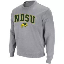 Men's Colosseum Heathered Gray NDSU Bison Arch & Logo Tackle Twill Pullover Sweatshirt -Colosseum shop 4860122 ALT2