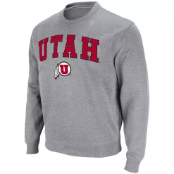 Men's Colosseum Heathered Gray Utah Utes Arch & Logo Tackle Twill Pullover Sweatshirt -Colosseum shop 4860234 ALT2