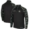 Men's Colosseum Black Nebraska Huskers OHT Military Appreciation Take Flight Raglan Quarter-Zip Jacket