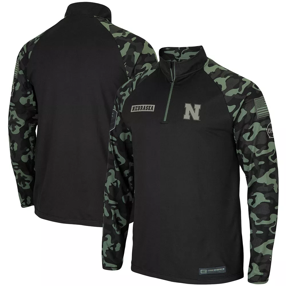 Men's Colosseum Black Nebraska Huskers OHT Military Appreciation Take Flight Raglan Quarter-Zip Jacket 2 Men's Colosseum Black Nebraska Huskers OHT Military Appreciation Take Flight Raglan Quarter-Zip Jacket - Image 2
