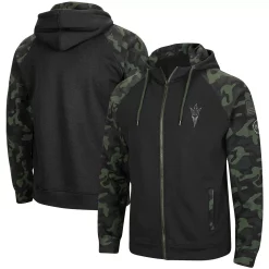 Men's Colosseum Black Arizona State Sun Devils OHT Military Appreciation Camo Raglan Full-Zip Hoodie