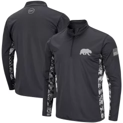 Men's Colosseum Charcoal Cal Bears OHT Military Appreciation Digi Camo Quarter-Zip Jacket