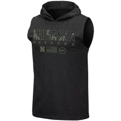 Men's Colosseum Black Nebraska Huskers OHT Military Appreciation Camo Logo Hoodie Sleeveless T-Shirt -Colosseum shop 5054100 ALT2