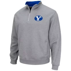 Men's Colosseum Heathered Gray BYU Cougars Tortugas Team Logo Quarter-Zip Jacket -Colosseum shop 5321588 ALT2