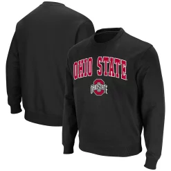 Men's Colosseum Black Ohio State Buckeyes Team Arch & Logo Tackle Twill Pullover Sweatshirt
