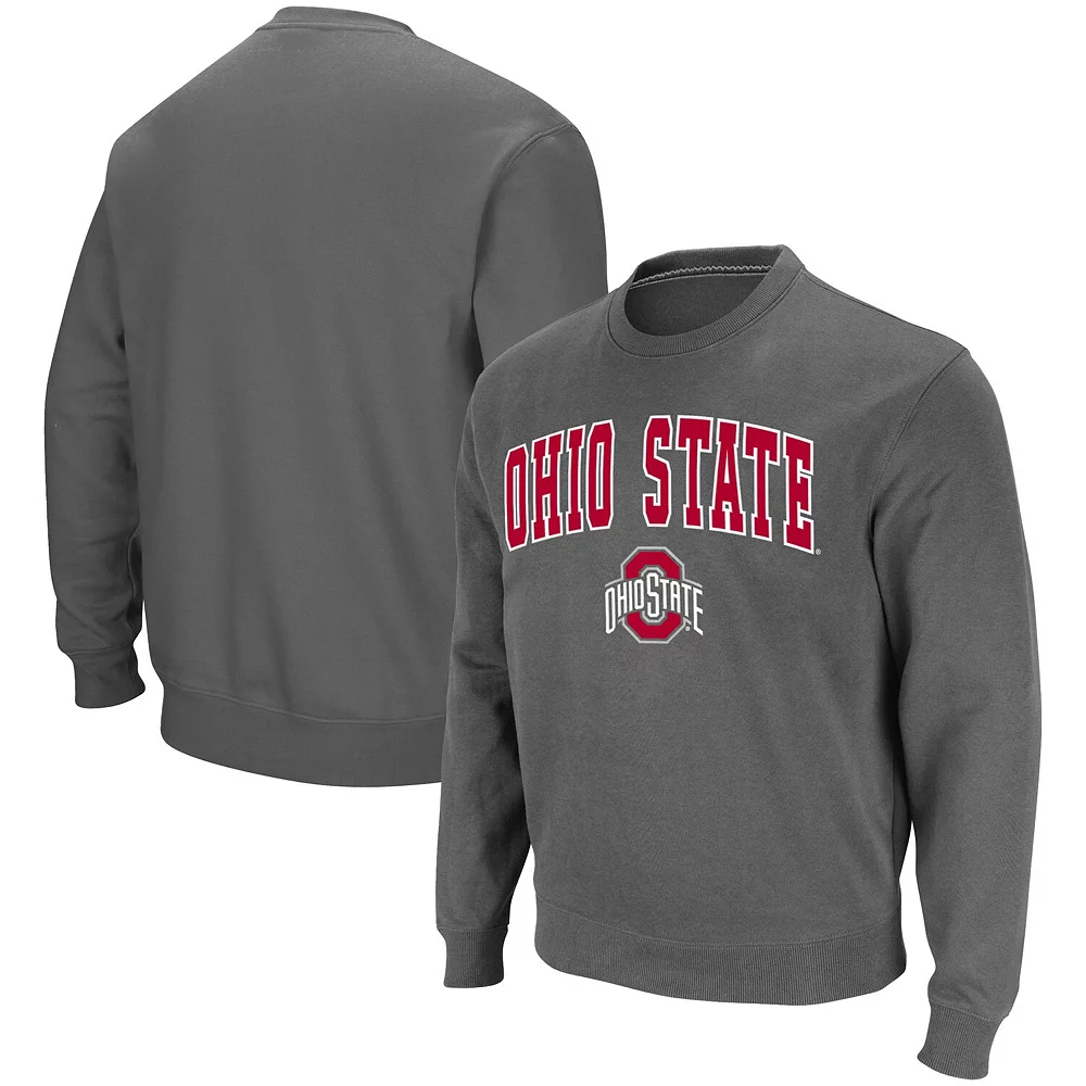 Men's Colosseum Charcoal Ohio State Buckeyes Team Arch & Logo Tackle Twill Pullover Sweatshirt 1 Men's Colosseum Charcoal Ohio State Buckeyes Team Arch & Logo Tackle Twill Pullover Sweatshirt