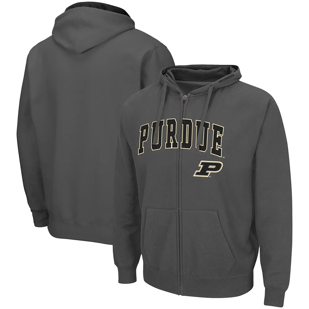 Men's Colosseum Charcoal Purdue Boilermakers Arch & Logo 3.0 Full-Zip Hoodie 2 Men's Colosseum Charcoal Purdue Boilermakers Arch & Logo 3.0 Full-Zip Hoodie - Image 2