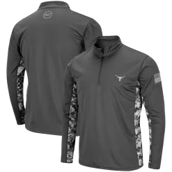 Men's Colosseum Charcoal Texas Longhorns OHT Military Appreciation Digital Camo Quarter-Zip Jacket