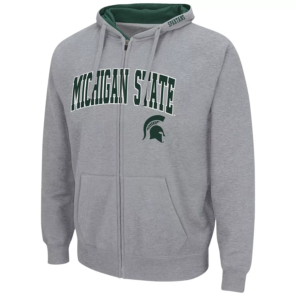 Men's Colosseum Heathered Gray Michigan State Spartans Arch & Logo 3.0 Full-Zip Hoodie 3 Men's Colosseum Heathered Gray Michigan State Spartans Arch & Logo 3.0 Full-Zip Hoodie - Image 3