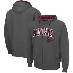 Men's Colosseum Charcoal Montana Grizzlies Arch & Logo 3.0 Full-Zip Hoodie