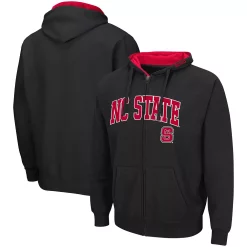 Men's Colosseum Black NC State Wolfpack Arch & Logo 3.0 Full-Zip Hoodie