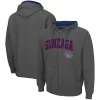 Men's Colosseum Charcoal Gonzaga Bulldogs Arch & Logo 3.0 Full-Zip Hoodie