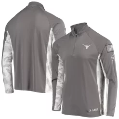 Men's Colosseum Gray/Camo Texas Longhorns OHT Military Appreciation Swoop Quarter-Zip Jacket