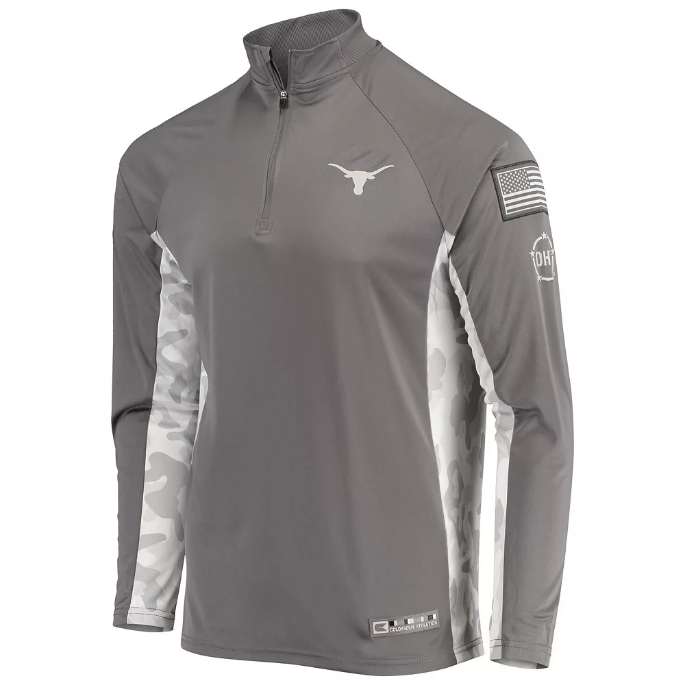 Men's Colosseum Gray/Camo Texas Longhorns OHT Military Appreciation Swoop Quarter-Zip Jacket 3 Men's Colosseum Gray/Camo Texas Longhorns OHT Military Appreciation Swoop Quarter-Zip Jacket - Image 3