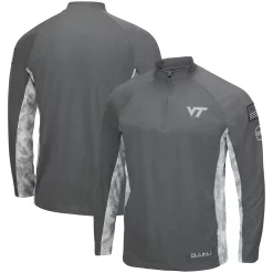 Men's Colosseum Gray/Camo Virginia Tech Hokies OHT Military Appreciation Swoop Quarter-Zip Jacket