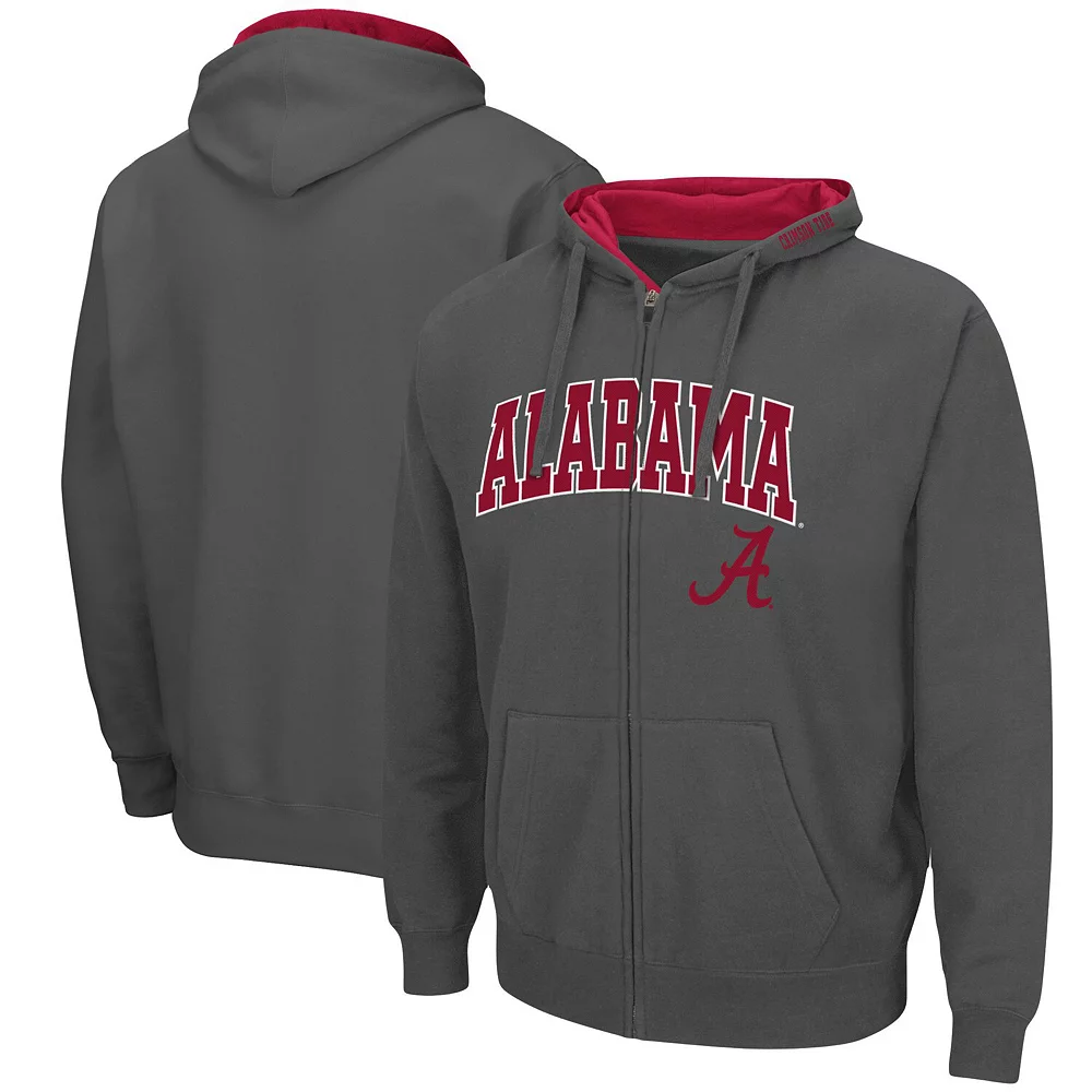 Men's Colosseum Charcoal Alabama Crimson Tide Arch & Logo 3.0 Full-Zip Hoodie 1 Men's Colosseum Charcoal Alabama Crimson Tide Arch & Logo 3.0 Full-Zip Hoodie