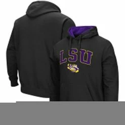 Men's Colosseum Black LSU Tigers Arch & Logo 3.0 Pullover Hoodie