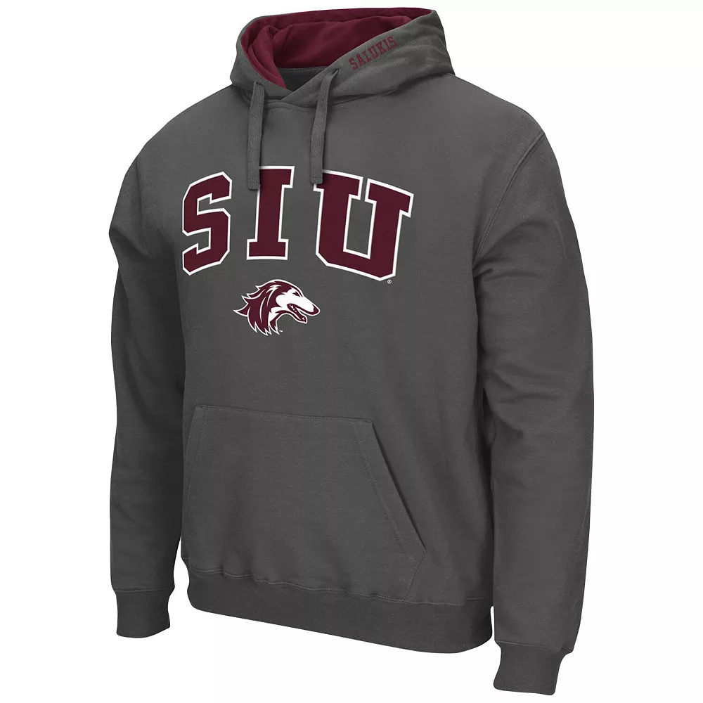 Men's Colosseum Charcoal Southern Illinois Salukis Arch and Logo Pullover Hoodie 3 Men's Colosseum Charcoal Southern Illinois Salukis Arch and Logo Pullover Hoodie - Image 3