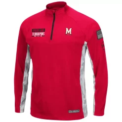 Men's Colosseum Red Maryland Terrapins OHT Military Appreciation Snow Cruise Raglan 1/4-Zip Jacket -Colosseum shop 5370599 ALT2