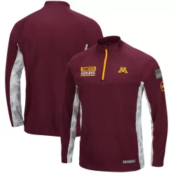 Men's Colosseum Maroon Minnesota Golden Gophers OHT Military Appreciation Snow Cruise Raglan 1/4-Zip Jacket