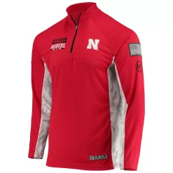 Men's Colosseum Scarlet Nebraska Huskers OHT Military Appreciation Snow Cruise Raglan 1/4-Zip Jacket -Colosseum shop 5370720 ALT2