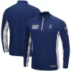 Men's Colosseum Navy Navy Midshipmen OHT Military Appreciation Snow Cruise Raglan 1/4-Zip Jacket