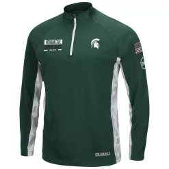 Men's Colosseum Green Michigan State Spartans OHT Military Appreciation Snow Cruise Raglan 1/4-Zip Jacket -Colosseum shop 5370825 ALT2