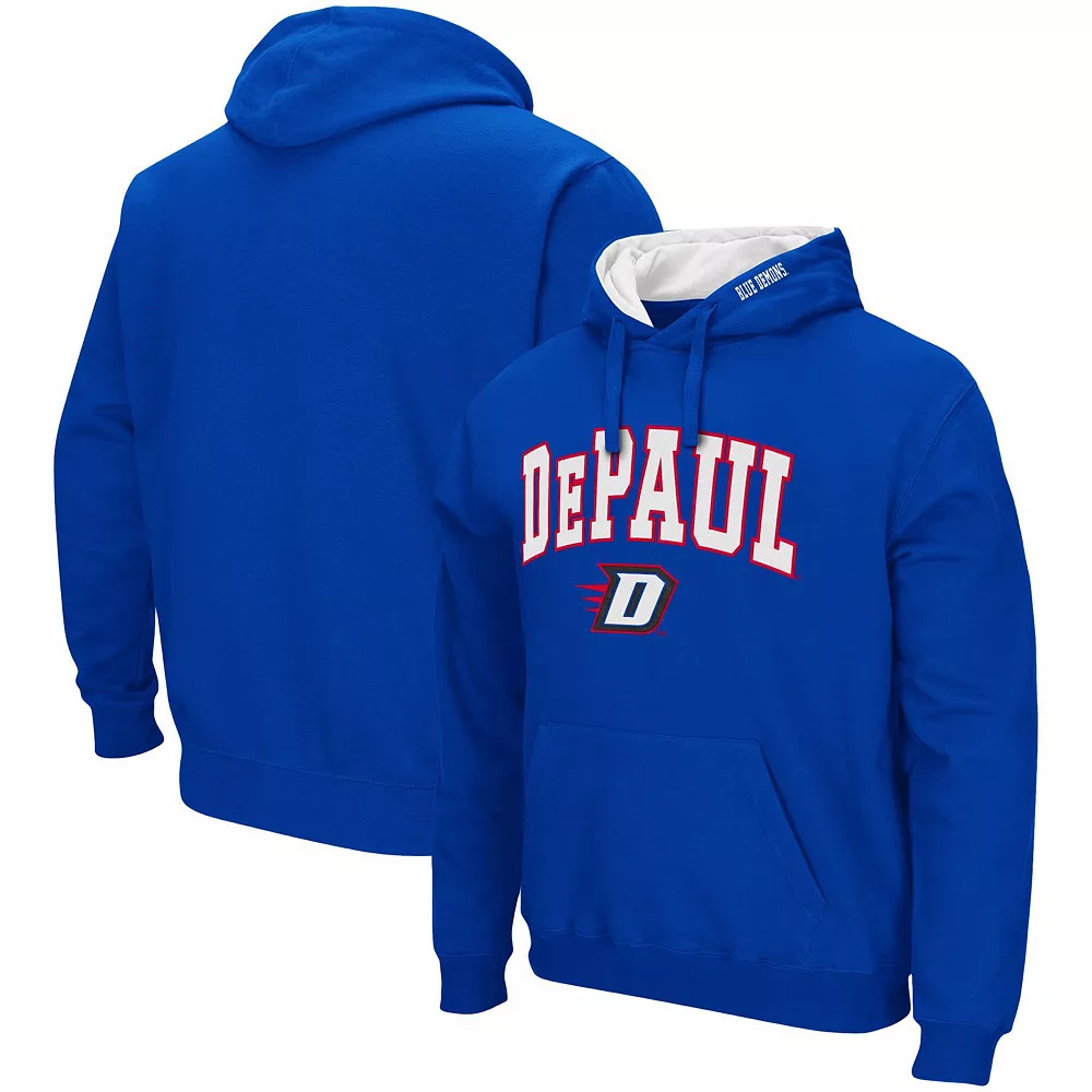 Men's Colosseum Royal DePaul Blue Demons Arch and Logo Pullover Hoodie 1 Men's Colosseum Royal DePaul Blue Demons Arch and Logo Pullover Hoodie