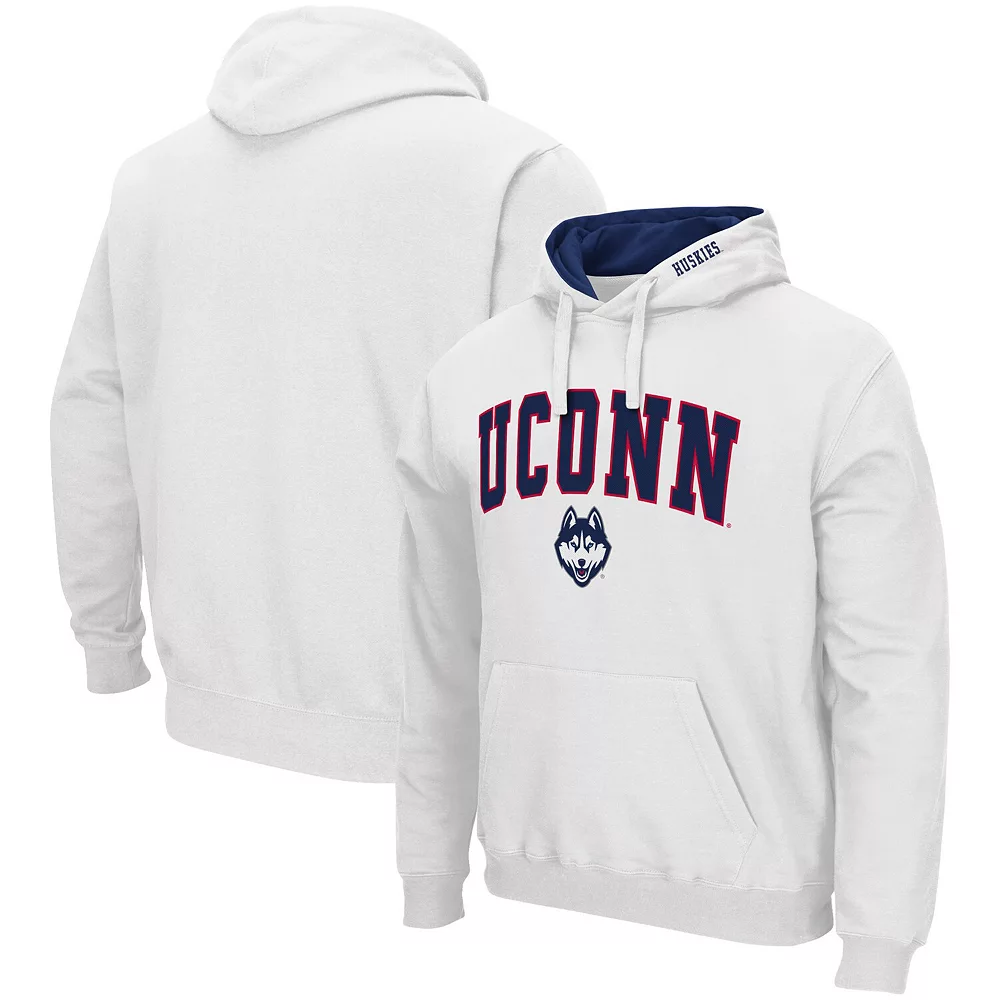 Men's Colosseum White UConn Huskies Arch & Logo 3.0 Pullover Hoodie 2 Men's Colosseum White UConn Huskies Arch & Logo 3.0 Pullover Hoodie - Image 2