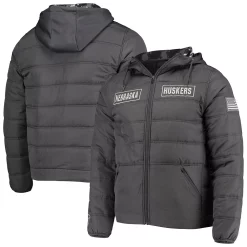 Men's Colosseum Charcoal Nebraska Huskers OHT Military Appreciation Digital Camo Detail Full-Zip Puffer Jacket