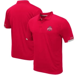 Men's Colosseum Scarlet Ohio State Buckeyes Logo Santry Polo