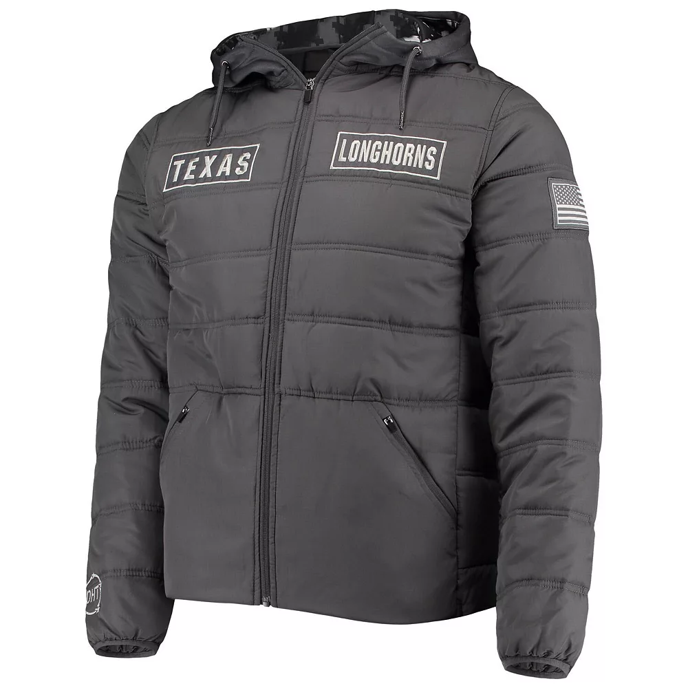 Men's Colosseum Charcoal Texas Longhorns OHT Military Appreciation Digital Camo Detail Full-Zip Puffer Jacket 2 Men's Colosseum Charcoal Texas Longhorns OHT Military Appreciation Digital Camo Detail Full-Zip Puffer Jacket - Image 2