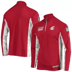 Men's Colosseum Crimson Washington State Cougars OHT Military Appreciation Snow Cruise Raglan 1/4-Zip Jacket