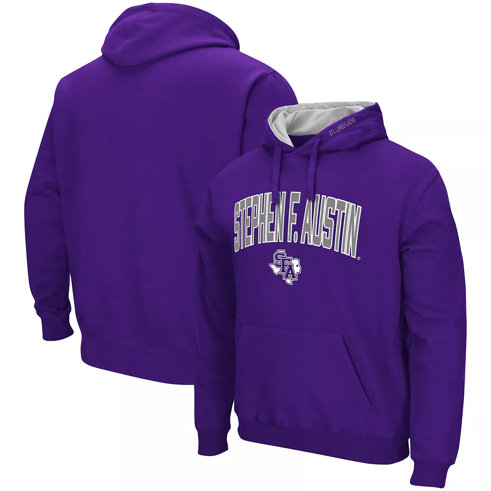 Men's Colosseum Purple Stephen F Austin Lumberjacks Arch and Logo Pullover Hoodie 1 Men's Colosseum Purple Stephen F Austin Lumberjacks Arch and Logo Pullover Hoodie