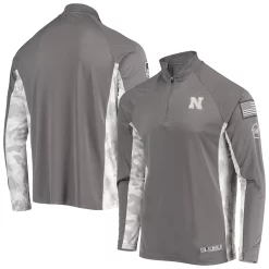 Men's Colosseum Gray/Camo Nebraska Huskers OHT Military Appreciation Swoop Quarter-Zip Jacket