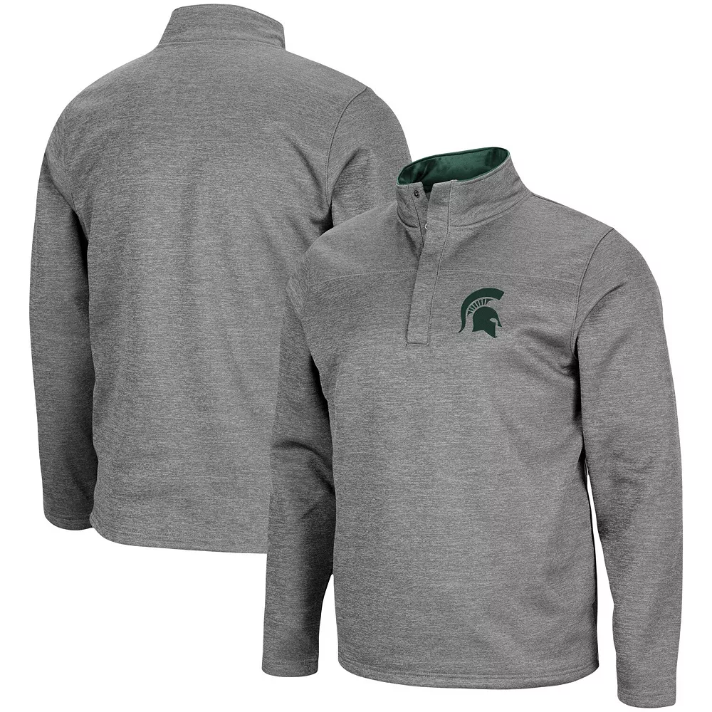 Men's Colosseum Heathered Charcoal Michigan State Spartans Roman Pullover Jacket 2 Men's Colosseum Heathered Charcoal Michigan State Spartans Roman Pullover Jacket - Image 2