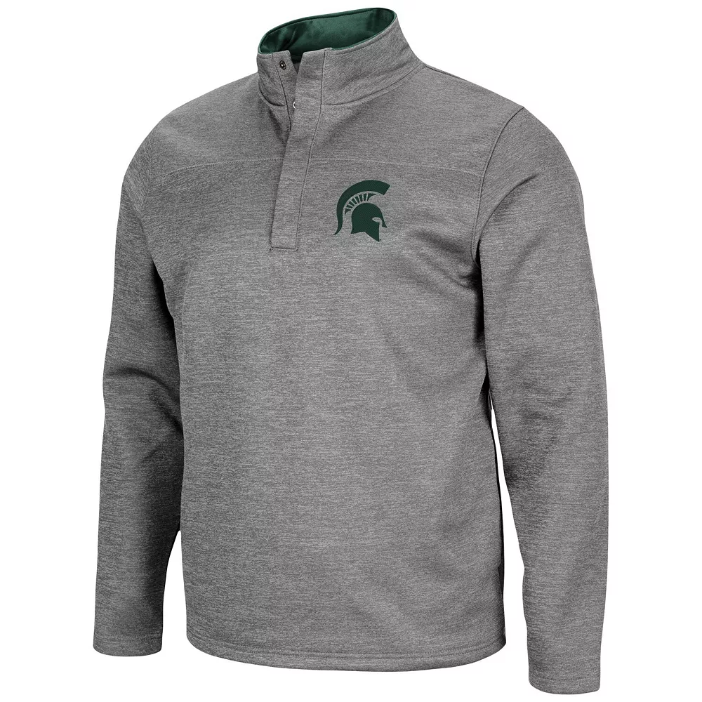 Men's Colosseum Heathered Charcoal Michigan State Spartans Roman Pullover Jacket 3 Men's Colosseum Heathered Charcoal Michigan State Spartans Roman Pullover Jacket - Image 3