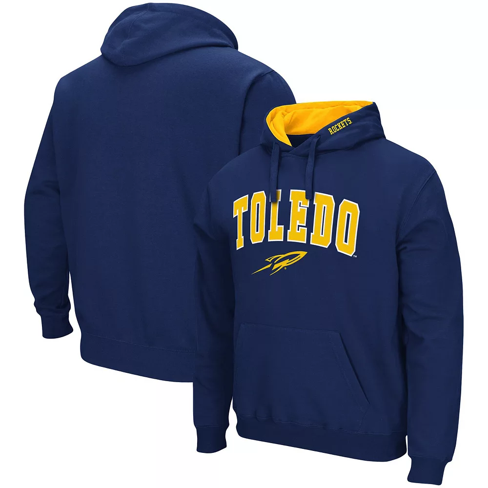 Men's Colosseum Navy Toledo Rockets Arch and Logo Pullover Hoodie 1 Men's Colosseum Navy Toledo Rockets Arch and Logo Pullover Hoodie