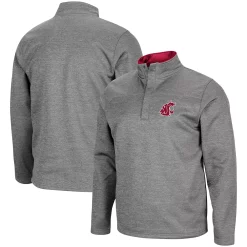 Men's Colosseum Heathered Charcoal Washington State Cougars Roman Pullover Jacket