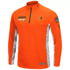 Men's Colosseum Orange Miami Hurricanes OHT Military Appreciation Snow Cruise Raglan 1/4-Zip Jacket -Colosseum shop 5380044 ALT2