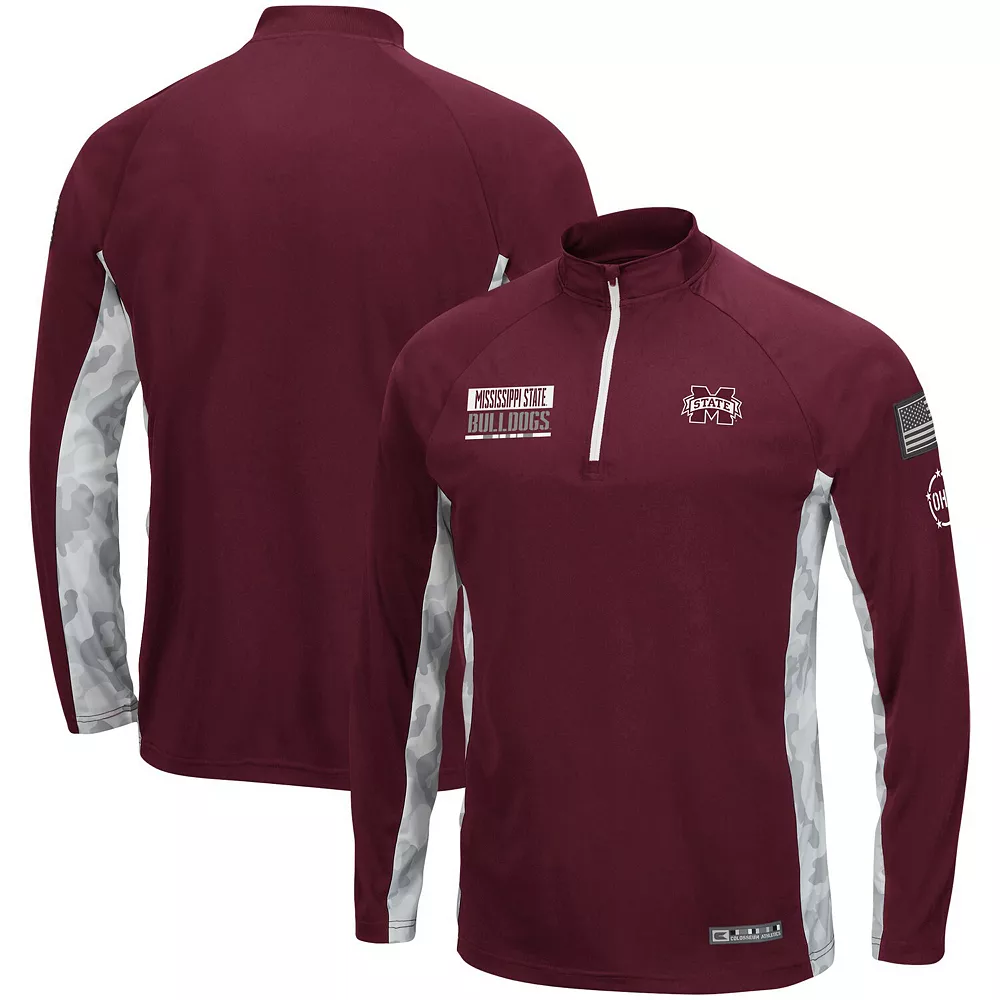 Men's Colosseum Maroon Mississippi State Bulldogs OHT Military Appreciation Snow Cruise Raglan 1/4-Zip Jacket 1 Men's Colosseum Maroon Mississippi State Bulldogs OHT Military Appreciation Snow Cruise Raglan 1/4-Zip Jacket