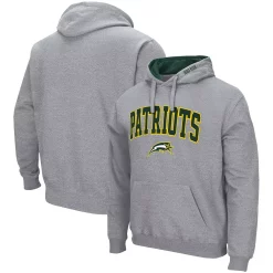 Men's Colosseum Heathered Gray George Mason Patriots Arch & Logo 3.0 Pullover Hoodie