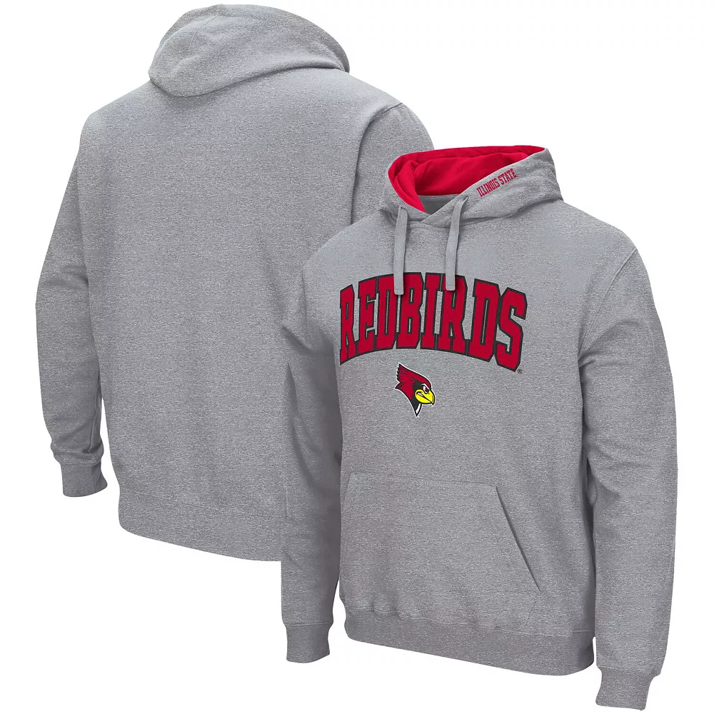 Men's Colosseum Heathered Gray Illinois State Redbirds Arch & Logo 3.0 Pullover Hoodie 2 Men's Colosseum Heathered Gray Illinois State Redbirds Arch & Logo 3.0 Pullover Hoodie - Image 2