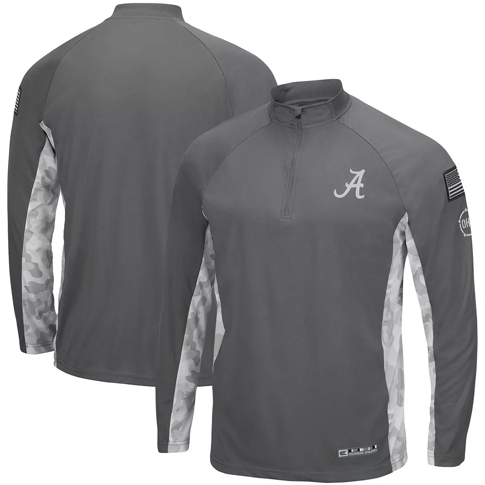 Men's Colosseum Gray/Camo Alabama Crimson Tide OHT Military Appreciation Swoop Quarter-Zip Jacket 2 Men's Colosseum Gray/Camo Alabama Crimson Tide OHT Military Appreciation Swoop Quarter-Zip Jacket - Image 2