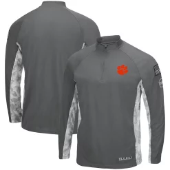 Men's Colosseum Gray/Camo Clemson Tigers OHT Military Appreciation Swoop Quarter-Zip Jacket