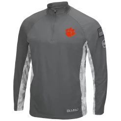 Men's Colosseum Gray/Camo Clemson Tigers OHT Military Appreciation Swoop Quarter-Zip Jacket -Colosseum shop 5382578 ALT2