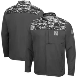 Men's Colosseum Charcoal Nebraska Huskers OHT Military Appreciation Digi Camo Full-Zip Jacket