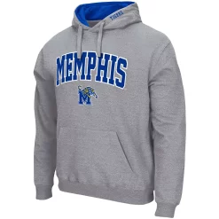 Men's Colosseum Heathered Gray Memphis Tigers Arch and Logo Pullover Hoodie -Colosseum shop 5384070 ALT2