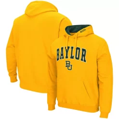 Men's Colosseum Gold Baylor Bears Arch & Logo 3.0 Pullover Hoodie