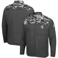 Men's Colosseum Charcoal Michigan State Spartans OHT Military Appreciation Digi Camo Full-Zip Jacket